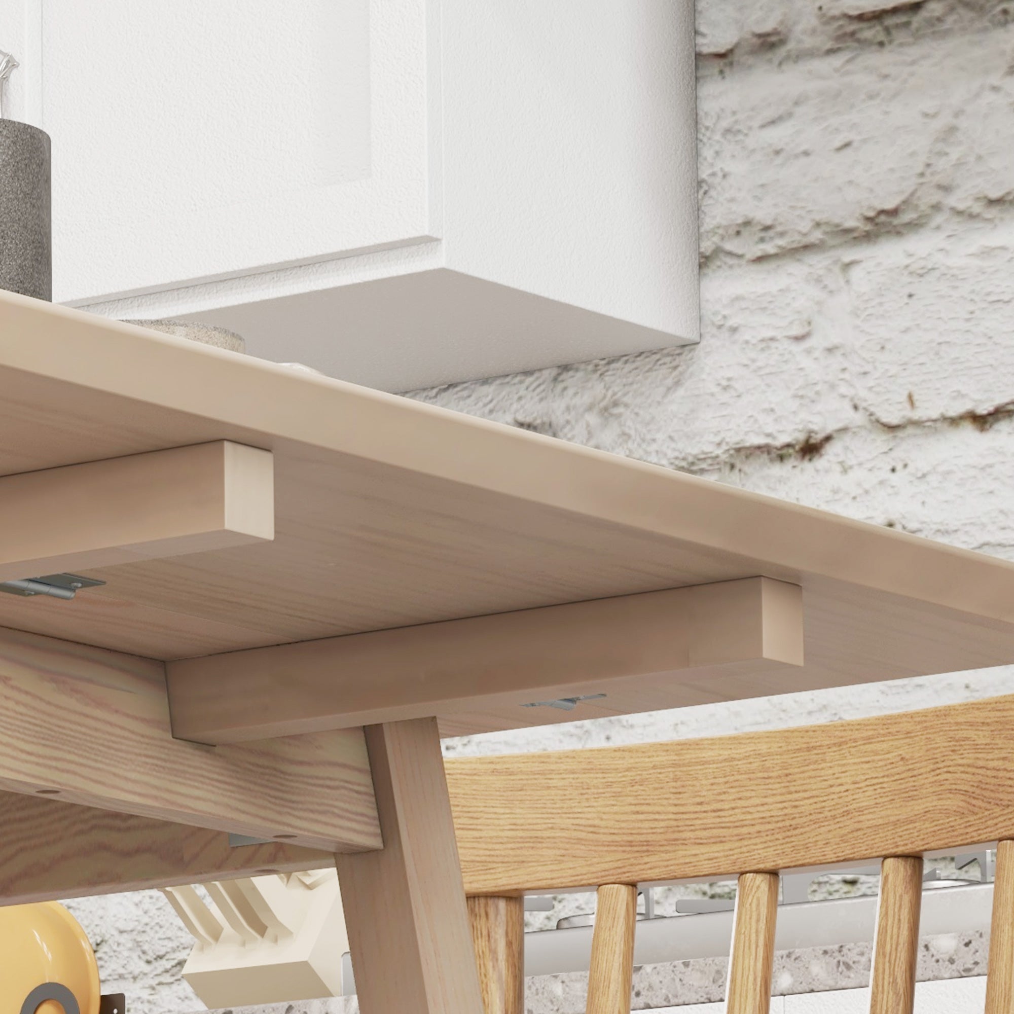 Wooden Four-Seater Drop Leaf Dining Table - Natural Finish