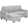 L Sofa Bed with Storage, Reversible Chaise - Light Grey