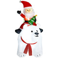 6.6ft Inflatable Santa Riding Polar Bear Christmas Decoration - White
