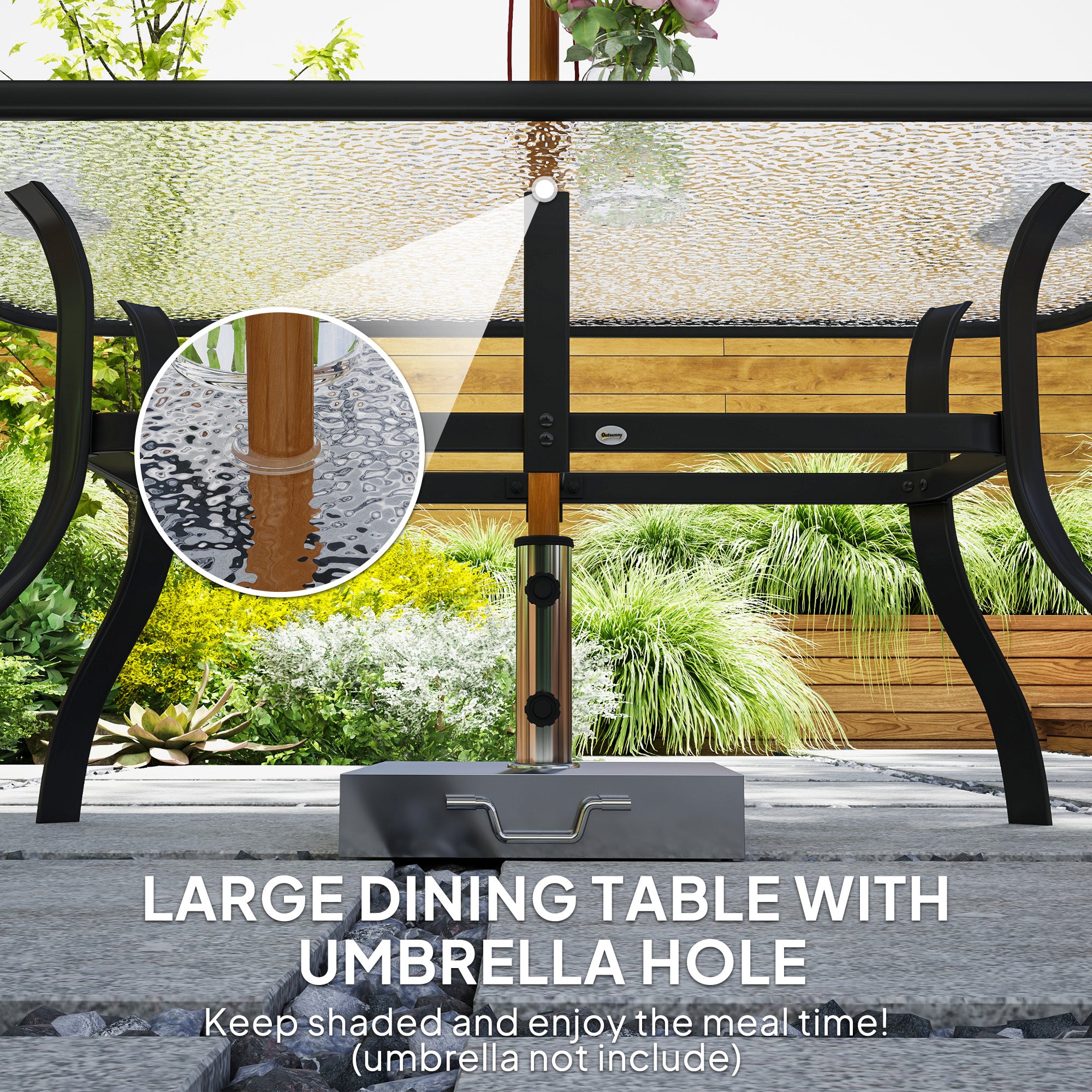 Seven-Piece Garden Dining Set with Cushions - Black