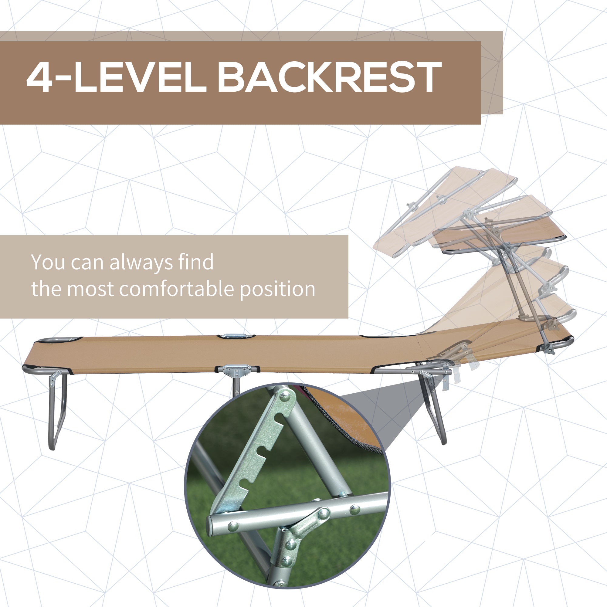 Sun Lounger, with Adjustable Face Canopy - Brown