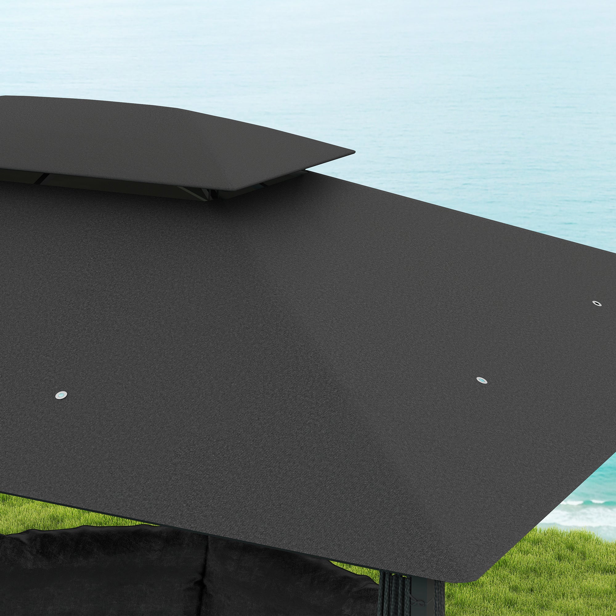 3 x 4m Steel Gazebo, with Curtains - Black