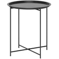 Steel Removable Tray Top Garden Table with Foldable Legs - Black