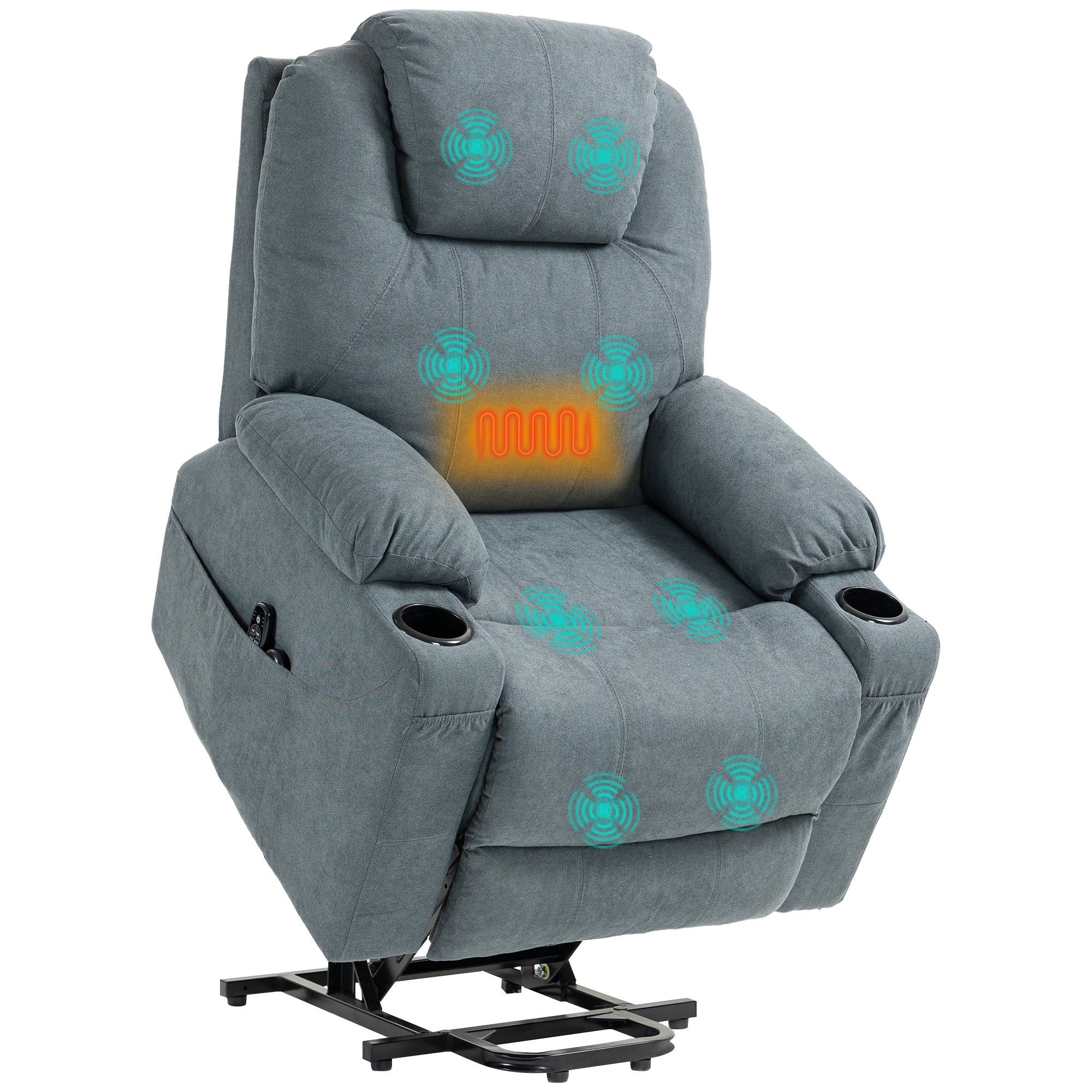 Lift-And-Recline Massage Armchair, with Heat - Grey