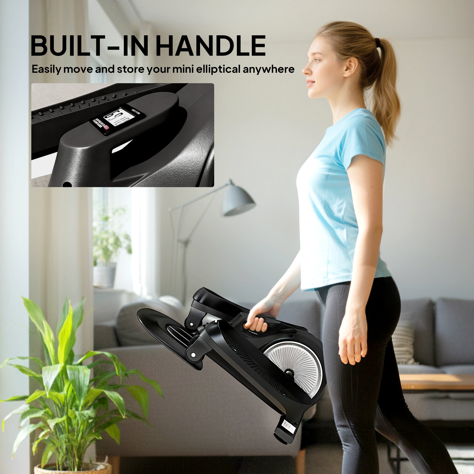 Under Desk Elliptical Machine with LCD Monitor, 8 Adjustable Magnetic Resistances for 2-in-1 Seat & Stand Up Exercise