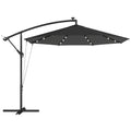 3 m Cantilever Parasol with Solar LED Lights Garden Umbrella with Cross Base, Black
