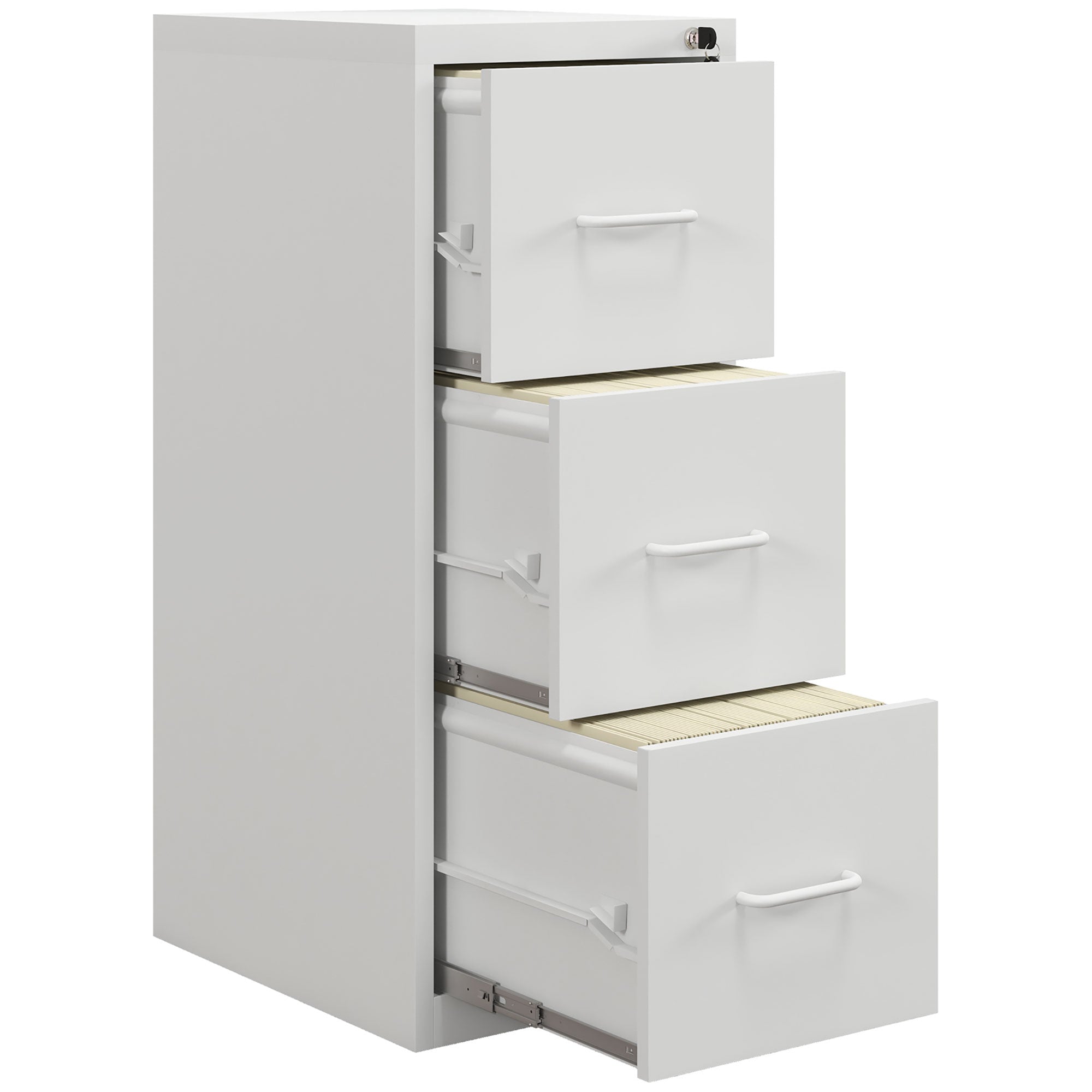 Three-Drawer Modern Steel Filing Cabinet - White