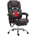 Six Point Vibrating Massage Office Chair with Recline and Footrest - Dark Brown