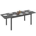 Extending Garden Table for 6-8 People, Full Aluminium Outdoor Dining Table with Slatted Top, Dark Grey
