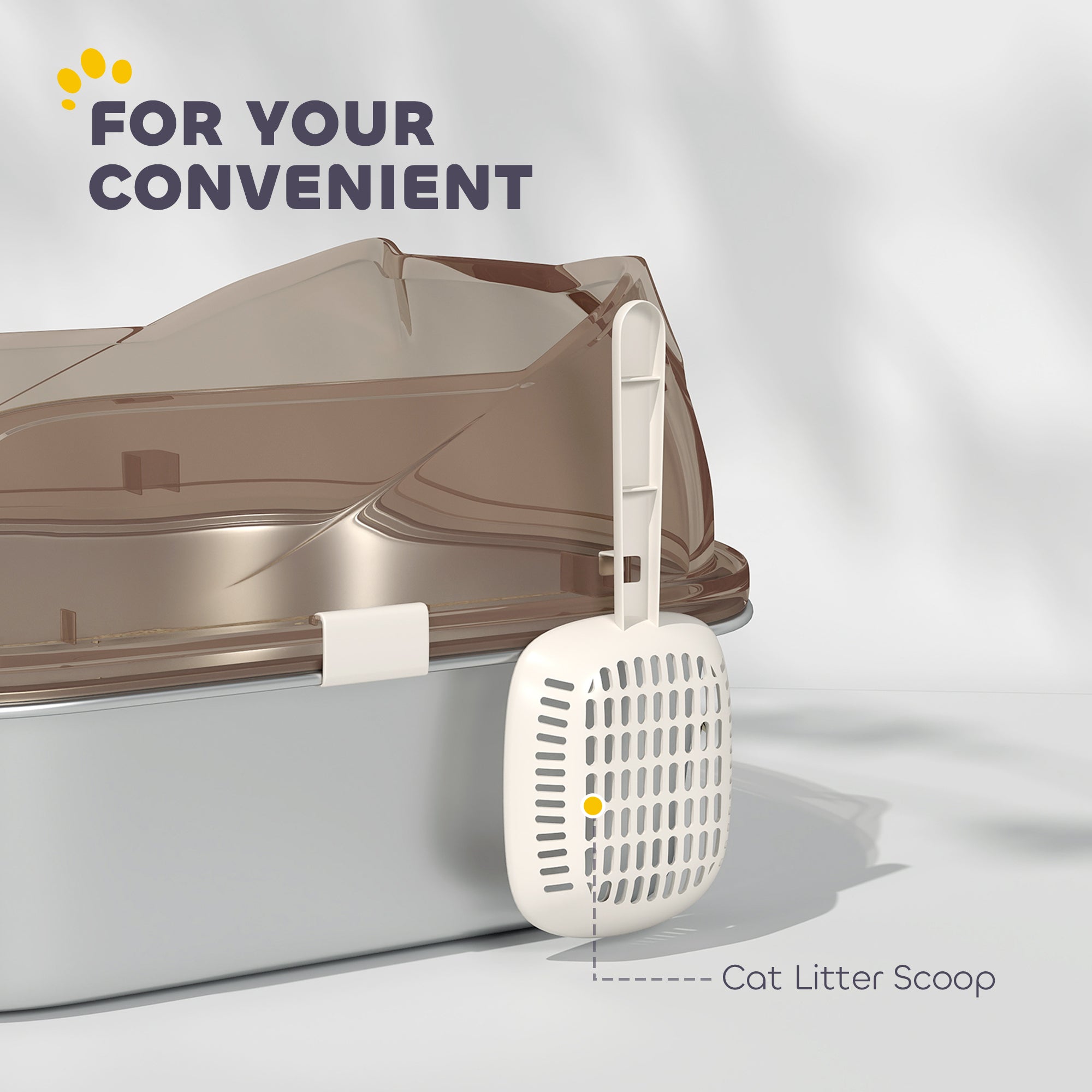 Stainless Steel Litter Box with Lid, High Wall Sided Enclosure, Pedal, Scoop, Non-Sticky, Anti-Leakage, Easy Cleaning