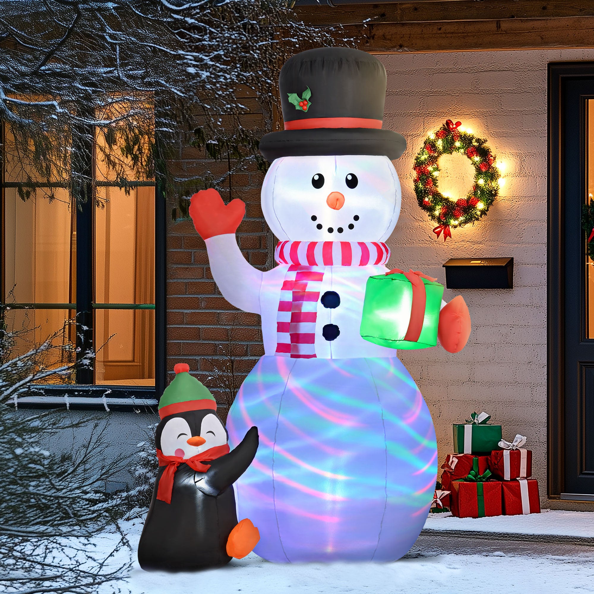 8ft Inflatable Christmas Snowman, with Accessories