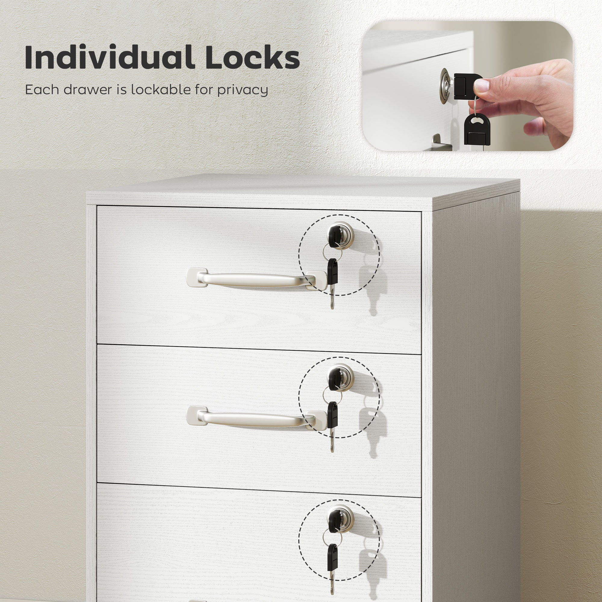 Three Drawer Wood-Effect Filing Cabinet - White
