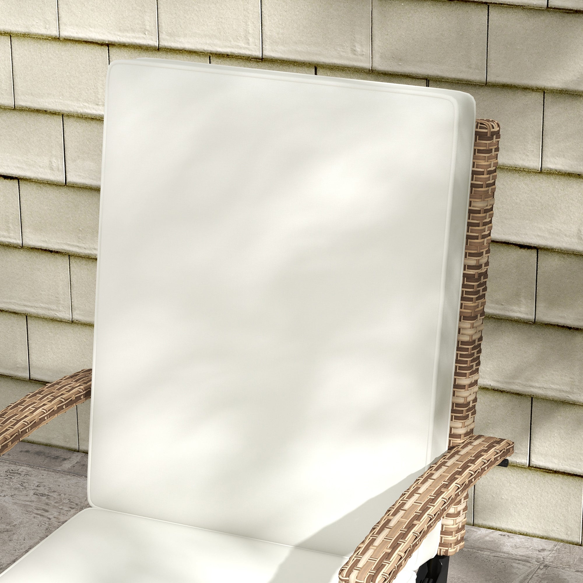 80° Reclining Rattan Lounger - White/Brown