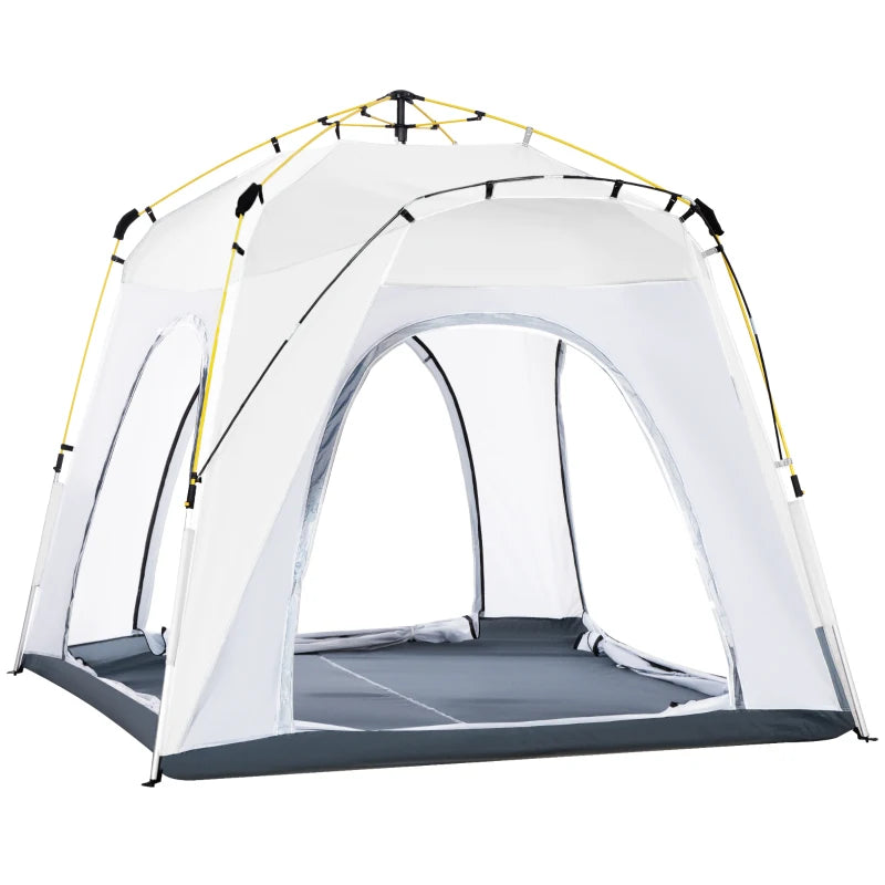 4 Person Automatic Pop Up Camping Tent with Welded Floor - Light Grey