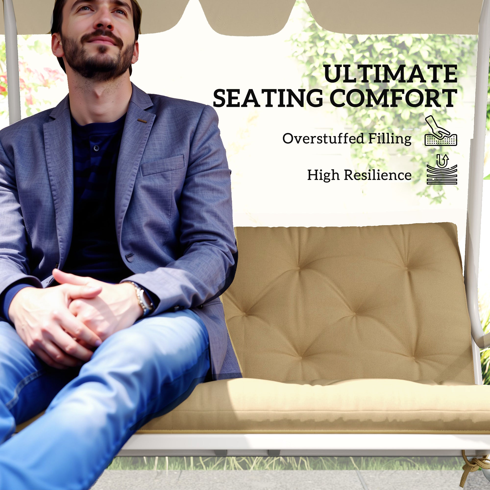 Two-Seater Bench Cushion - Khaki