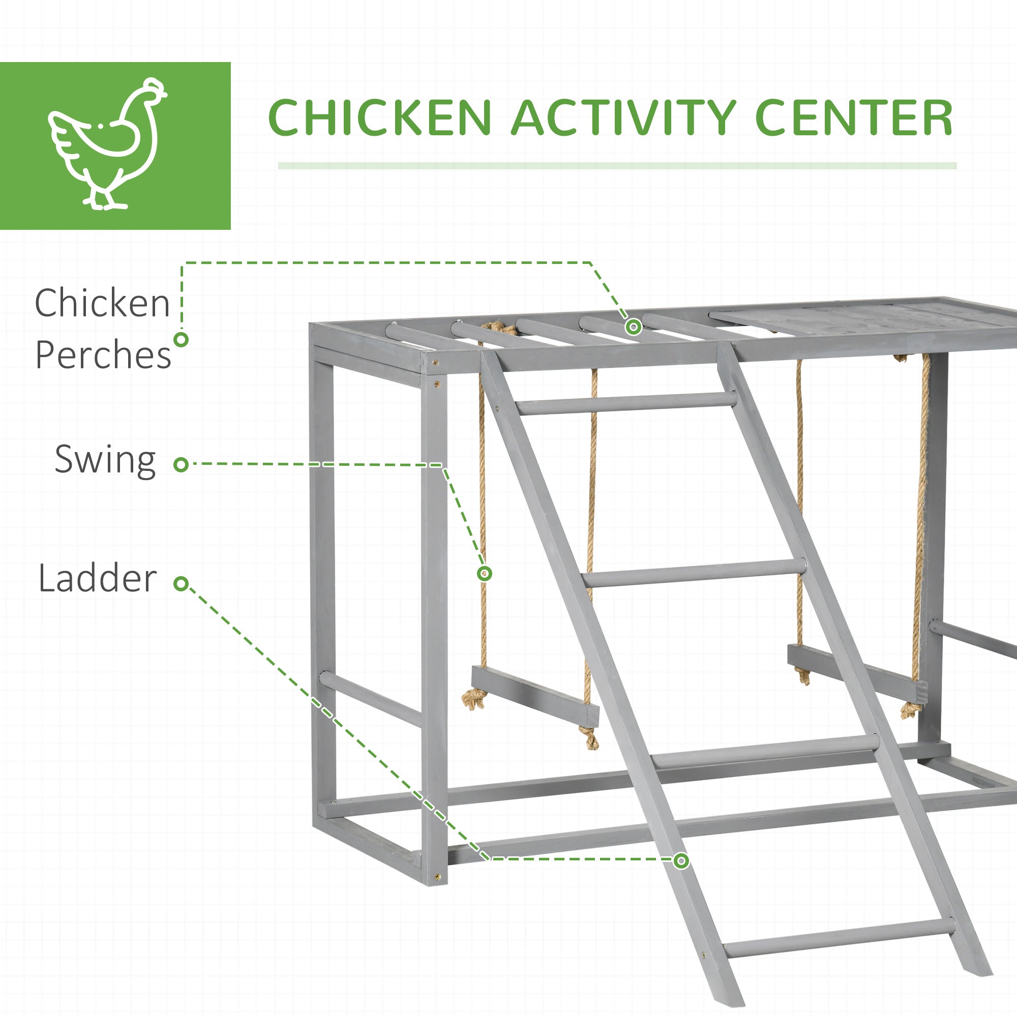 Walk In Chicken Run with Chicken Activity Shelf and Cover, 2.8 x 3.8 x 2m