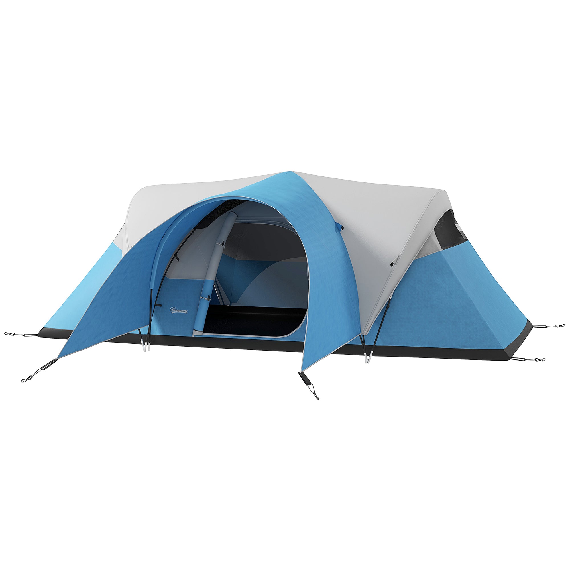 3000mm Waterproof Camping Tent for 5-6 Man, Family Tent with Porch and Sewn in Groundsheet, Portable with Bag, Blue