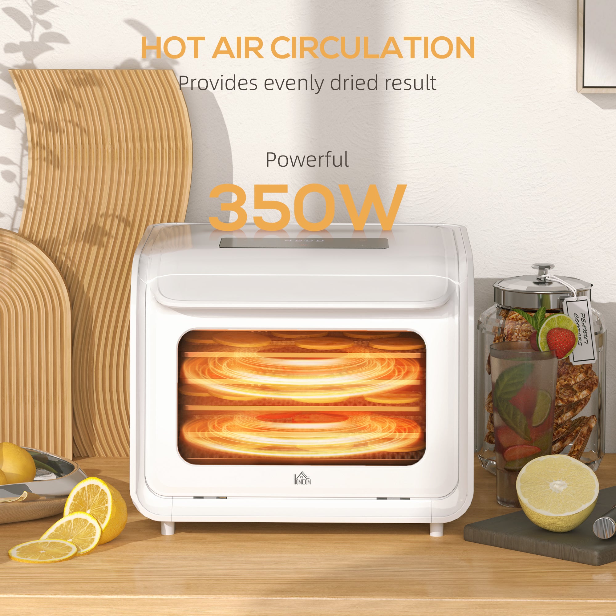 35-70°C Six-Tray Food Dehydrator - White