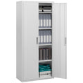 Lockable Five Shelf Steel Office Cabinet with Adjustable Shelves - White