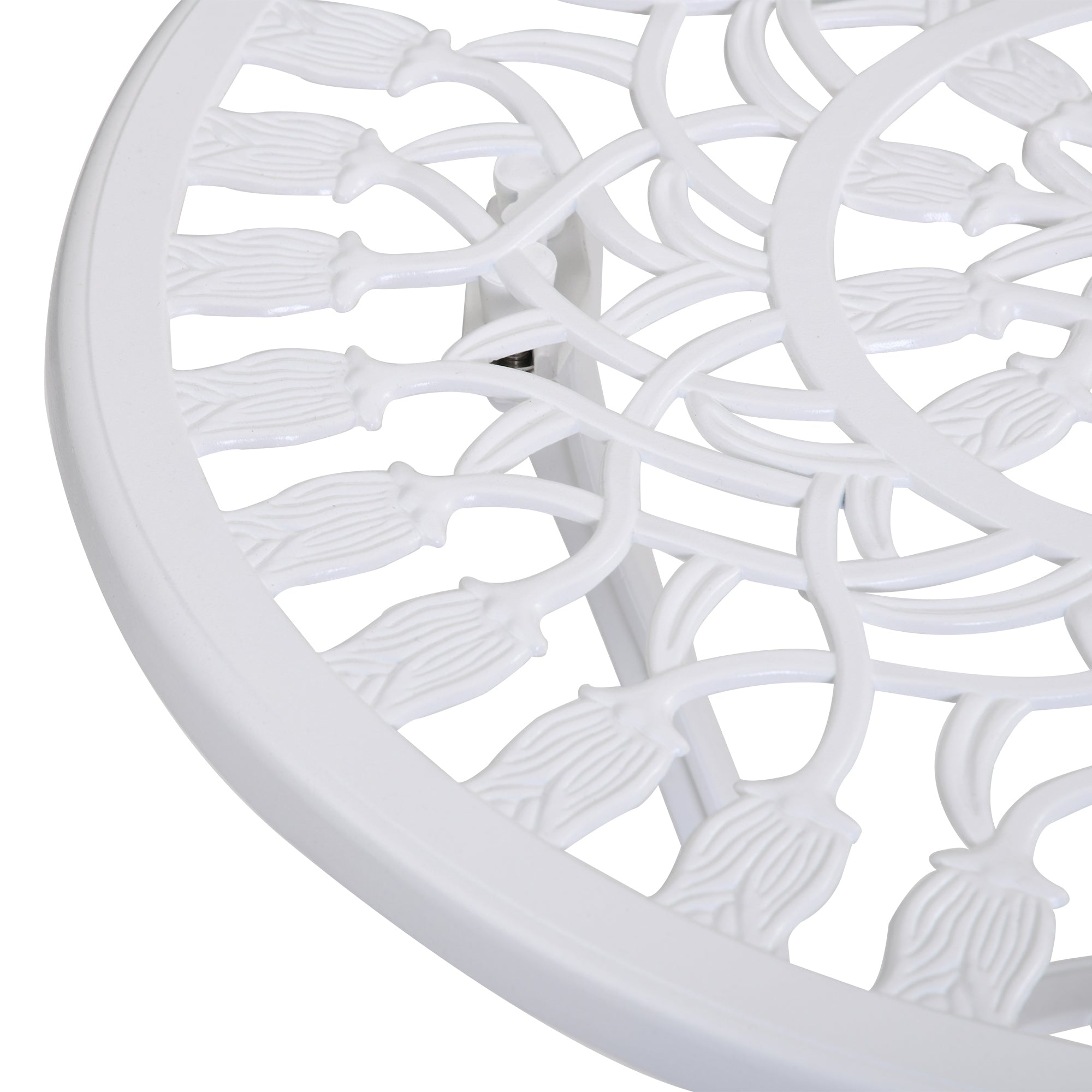 3 Piece Aluminium Patio Bistro Set with Umbrella Hole - White