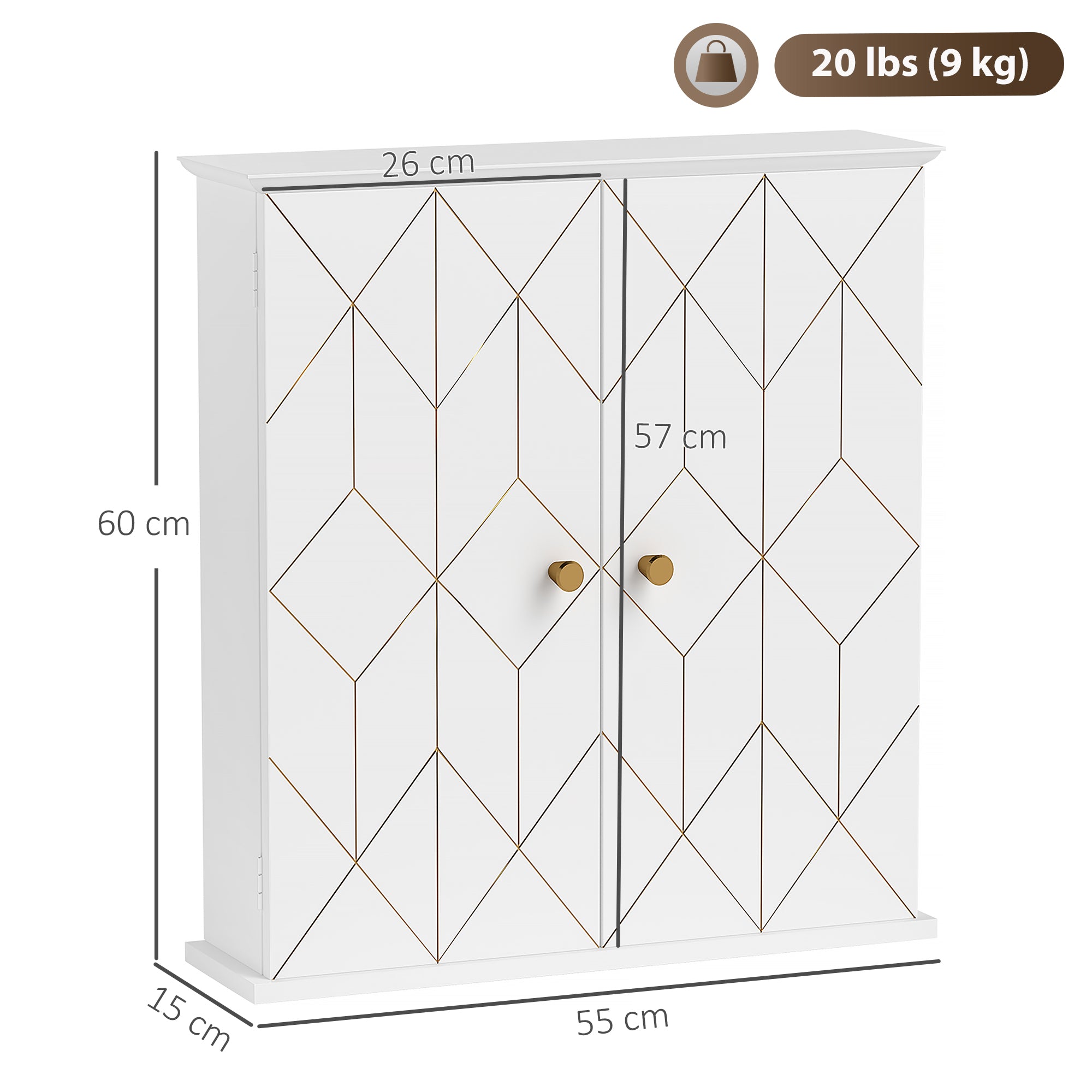 Bathroom Cabinet Wall Mounted, Bathroom Wall Cabinet Medicine Cabinet with 2 Doors, Adjustable Shelf, White