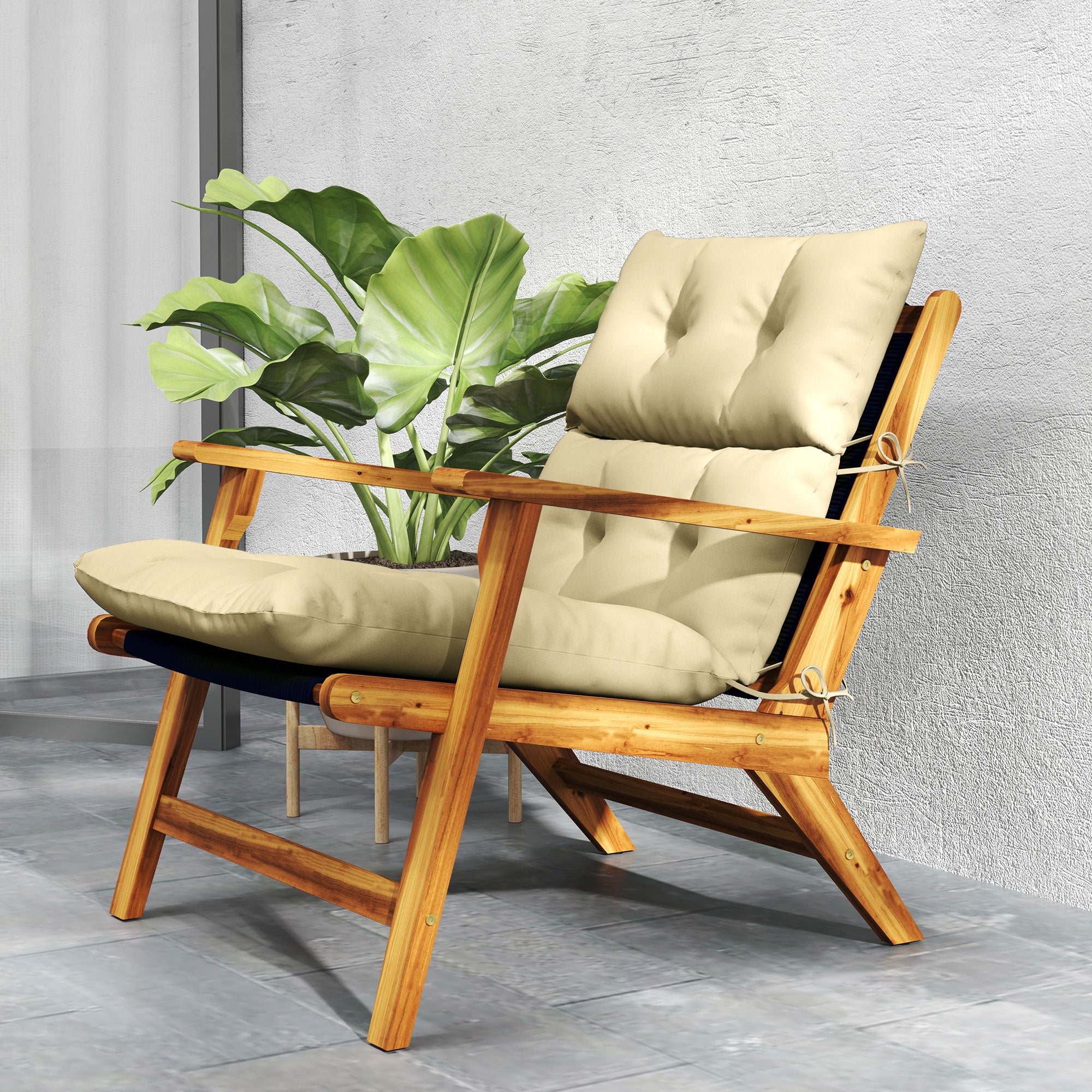 115 x 56cm Padded Rocking Chair Cushion - Breathable Beige