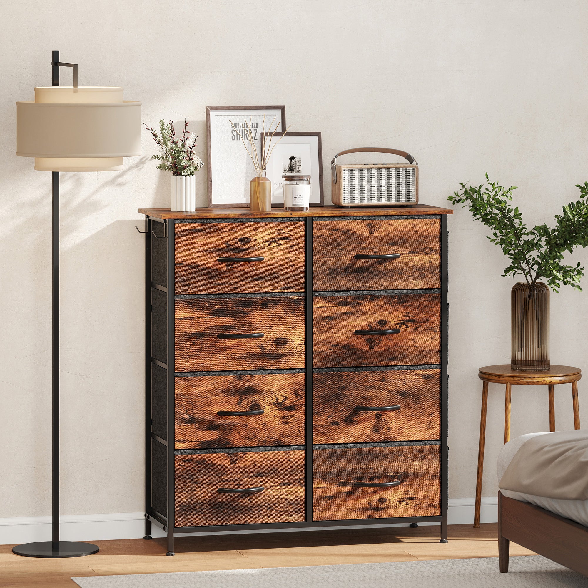 Chest of Eight Fabric Drawers - Rustic Brown