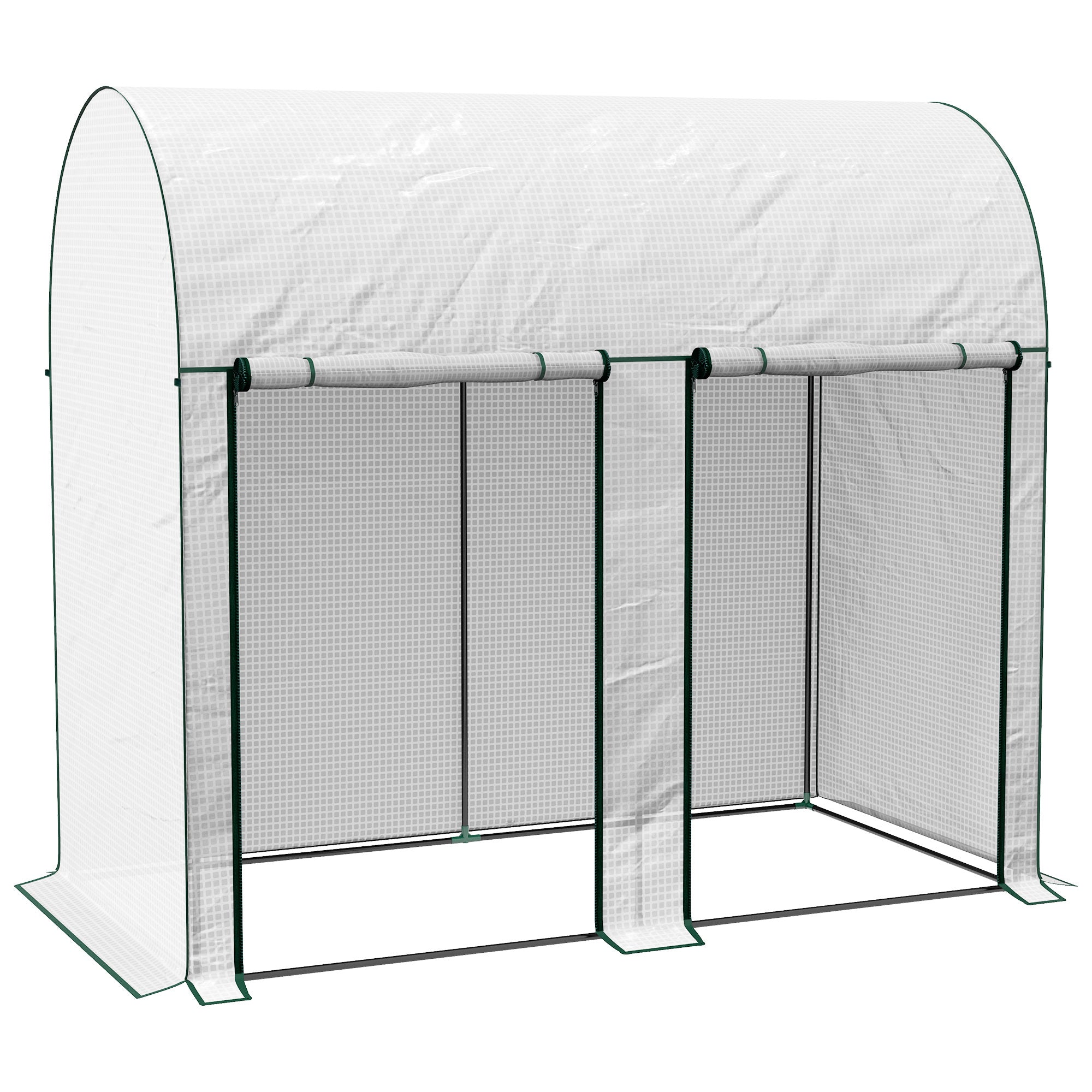 200 x 100cm Walk-In Greenhouse, with Zipped Doors - White