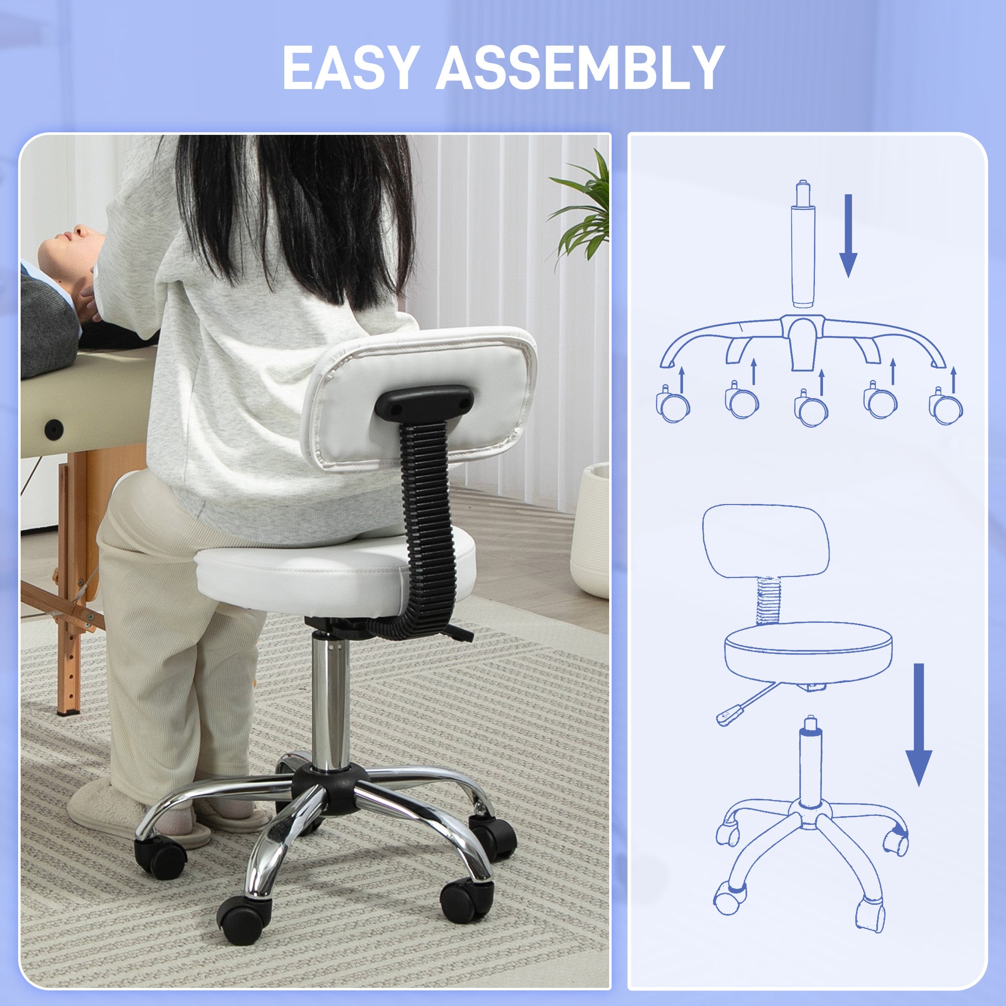 360° Swivel Seat Salon Stool - White