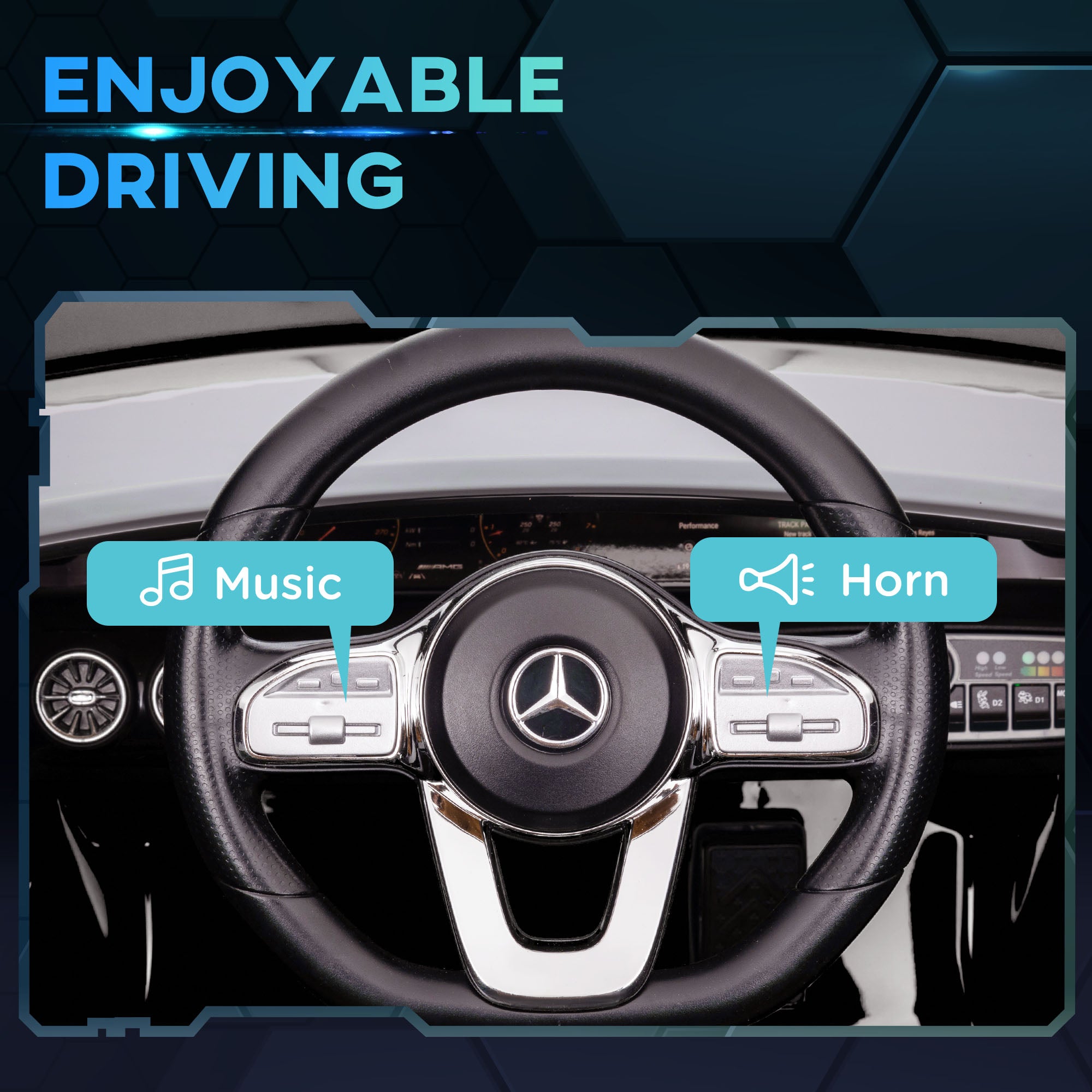 Mercedes-Benz AMG CLA 45 Licensed 12V Kids Electric Car Ride on Car w/ Remote, Suspension Lights Music Horn - Black