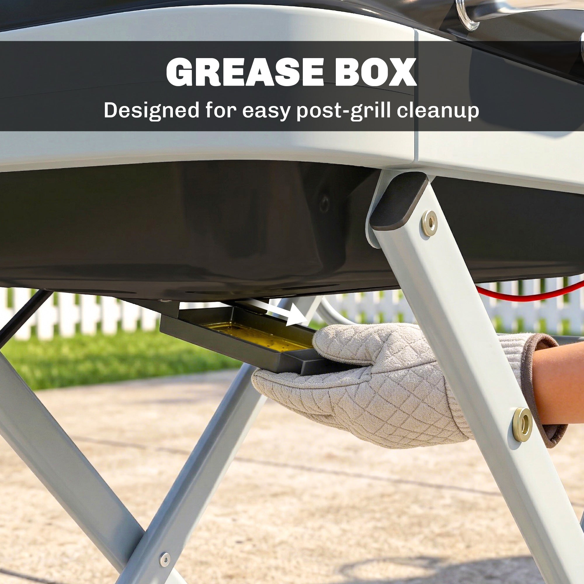 Foldable Gas BBQ Grill with Side Table, Portable Gas Barbecue Grill with Thermometer, Grease Box, Wheels, 2.5 kW, Black