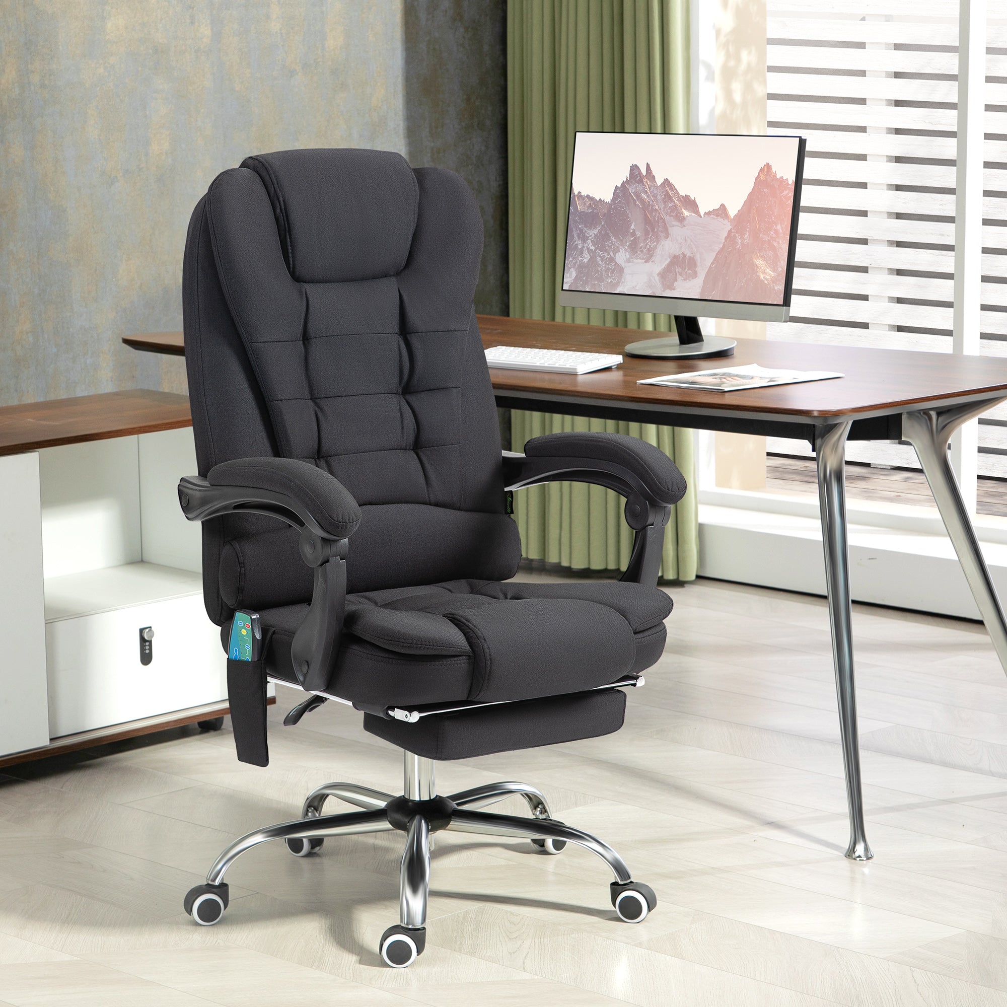 Six-Point Massage and Heated Office Chair - Black