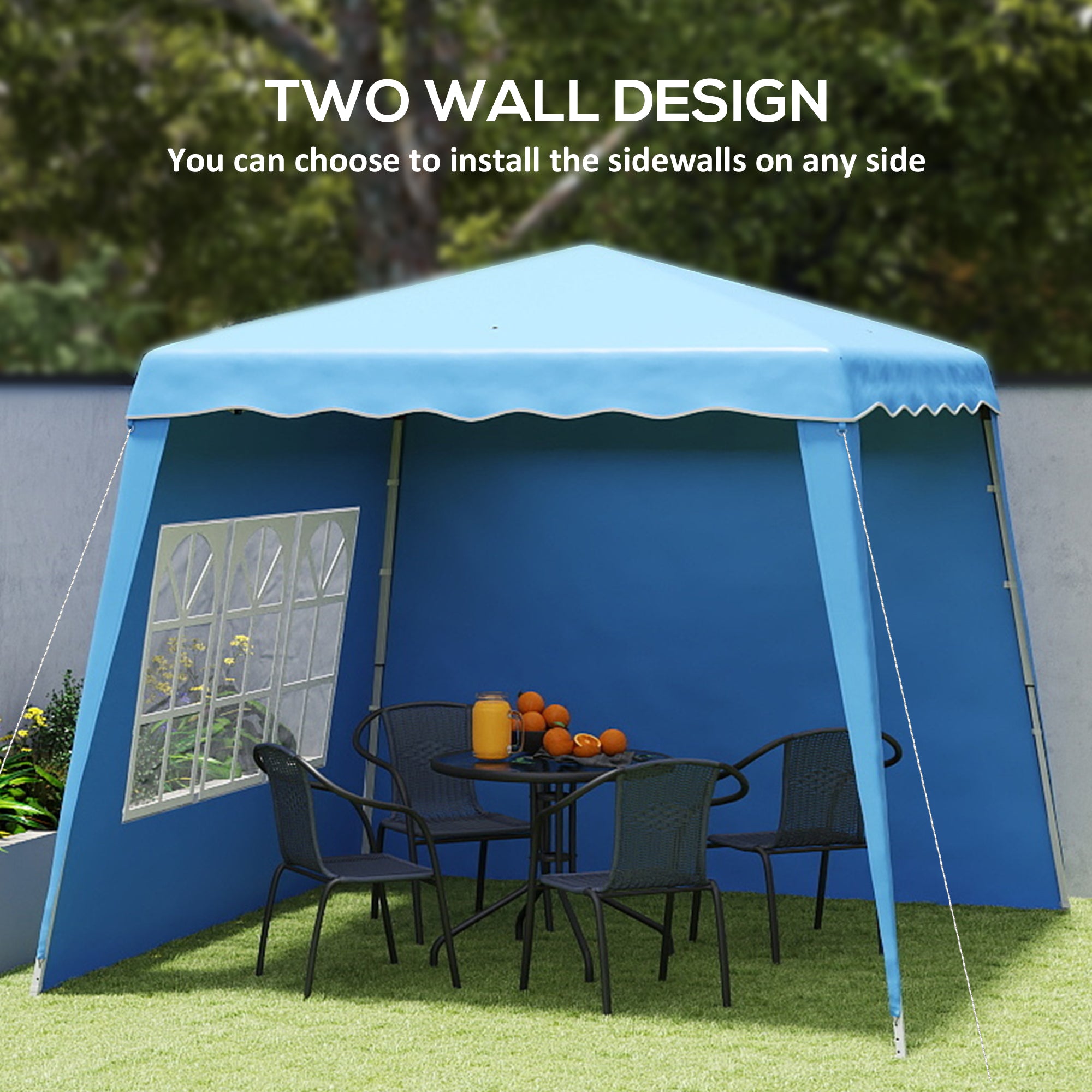 2.4m Pop Up Gazebo with Sides UV50+ Protection - Blue