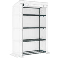 4 Tier Lean-To Mini Greenhouse with Reinforced PE Cover - Grey