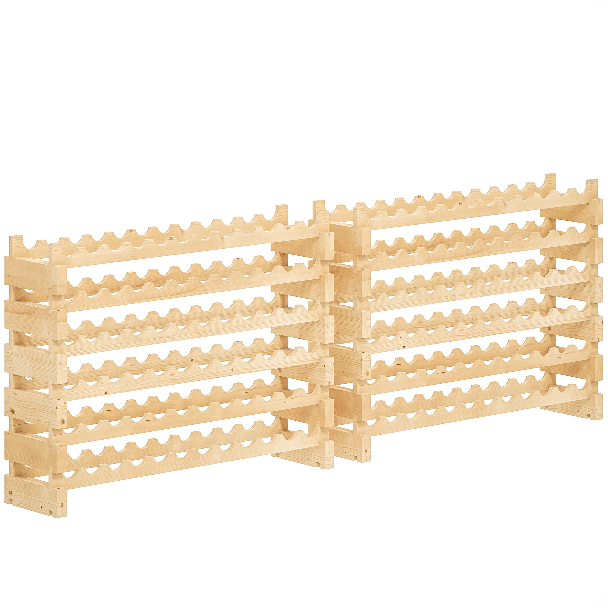 Six-Tier, 72 Bottle Wooden Wine Rack Set of 2 - Natural