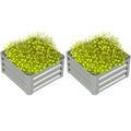 Set of 2 Galvanised Steel Raised Planter Boxes 60x60cm - Light Grey