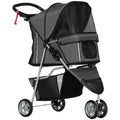 3 Wheel Pet Stroller for Small and Miniature Dogs - Charcoal Grey