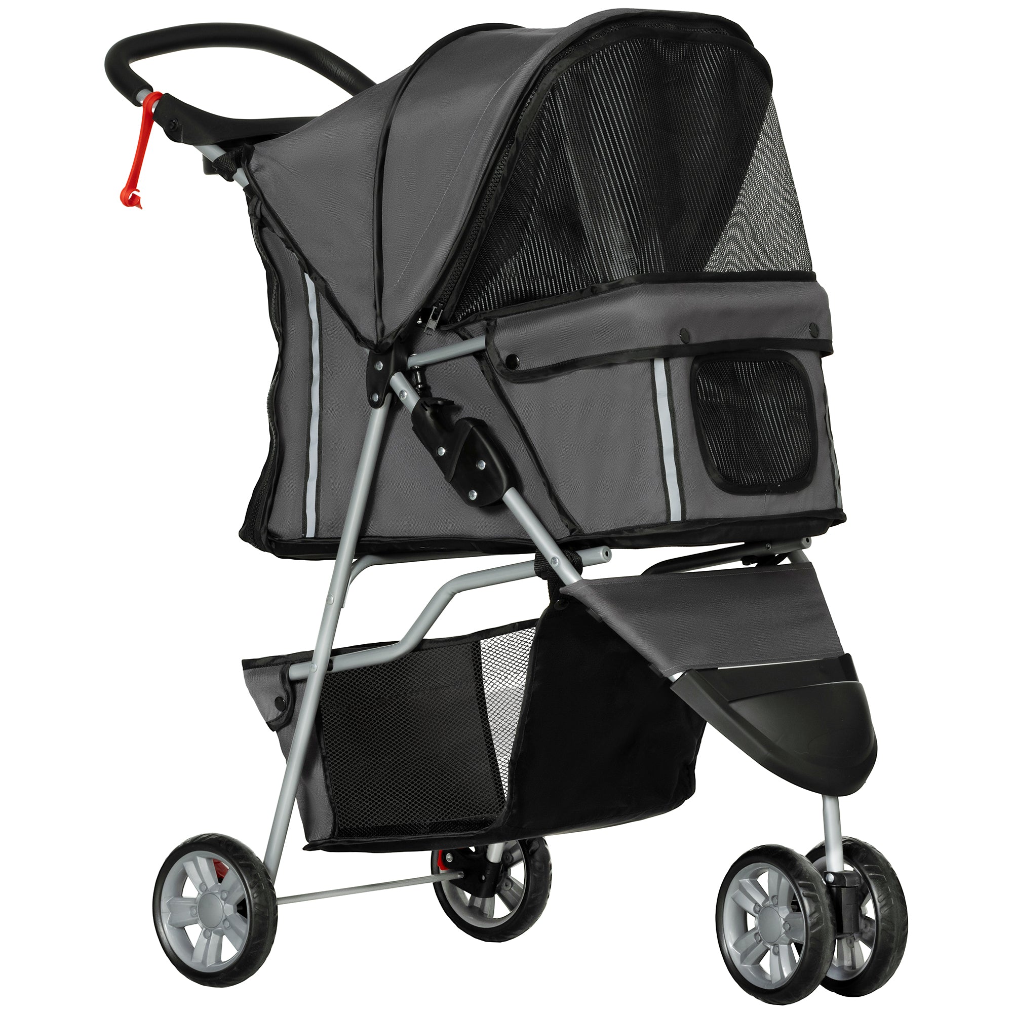 3 Wheel Pet Stroller for Small and Miniature Dogs, Charcoal Grey