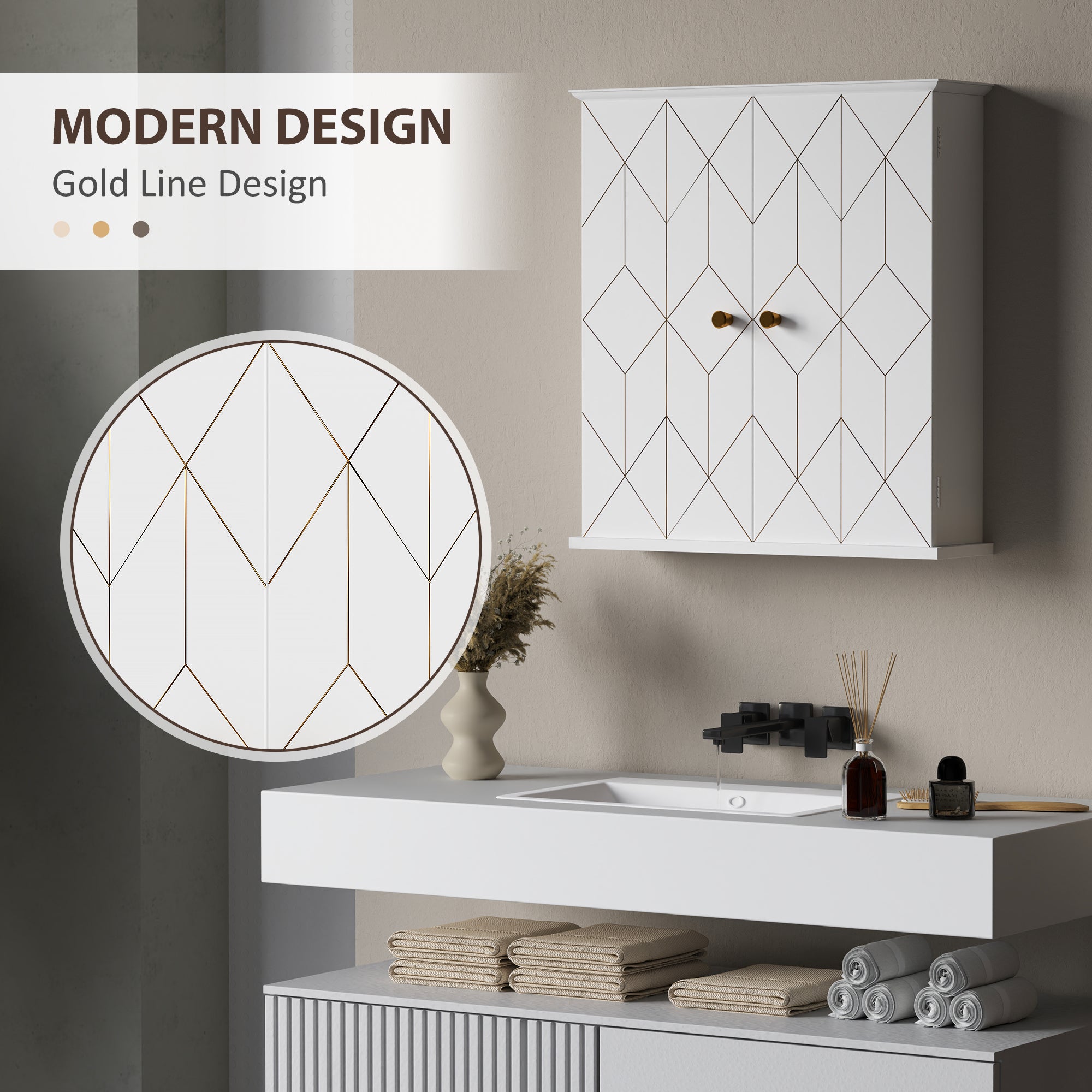 Bathroom Cabinet Wall Mounted, Bathroom Wall Cabinet Medicine Cabinet with 2 Doors, Adjustable Shelf, White