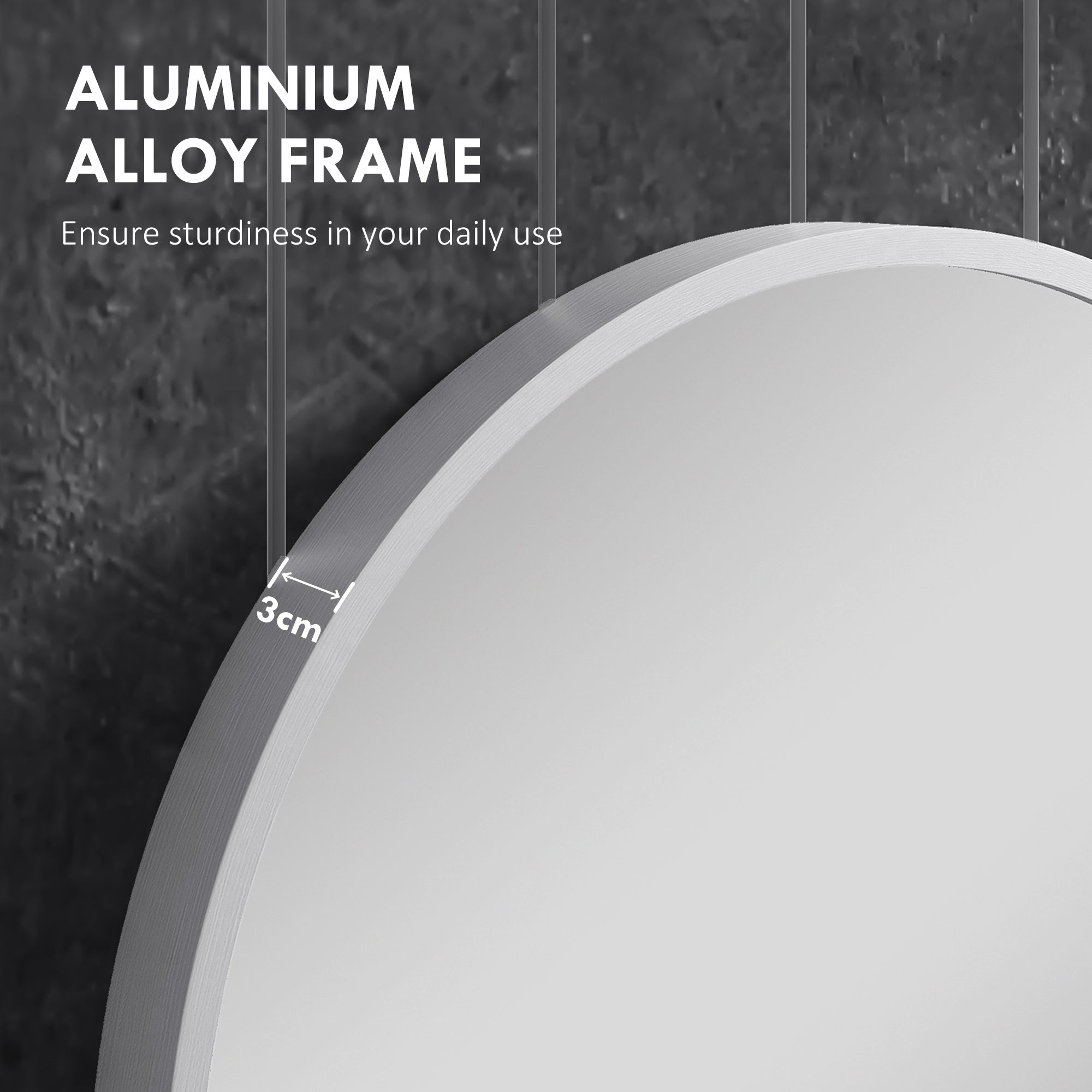 60cm Aluminium Frame Round Bathroom Mirror - Silver Tone