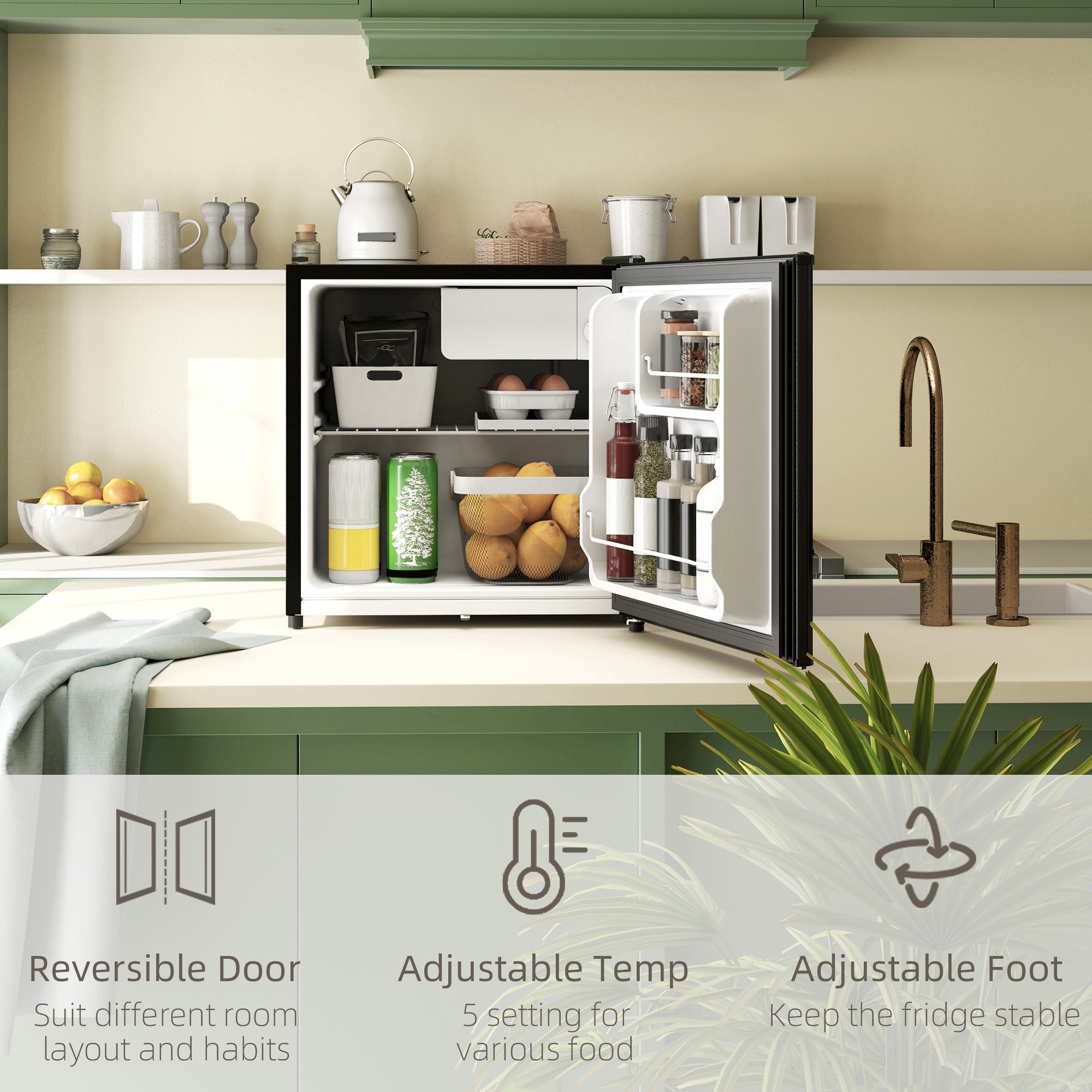 46 Litre Lockable Countertop Fridge - Black