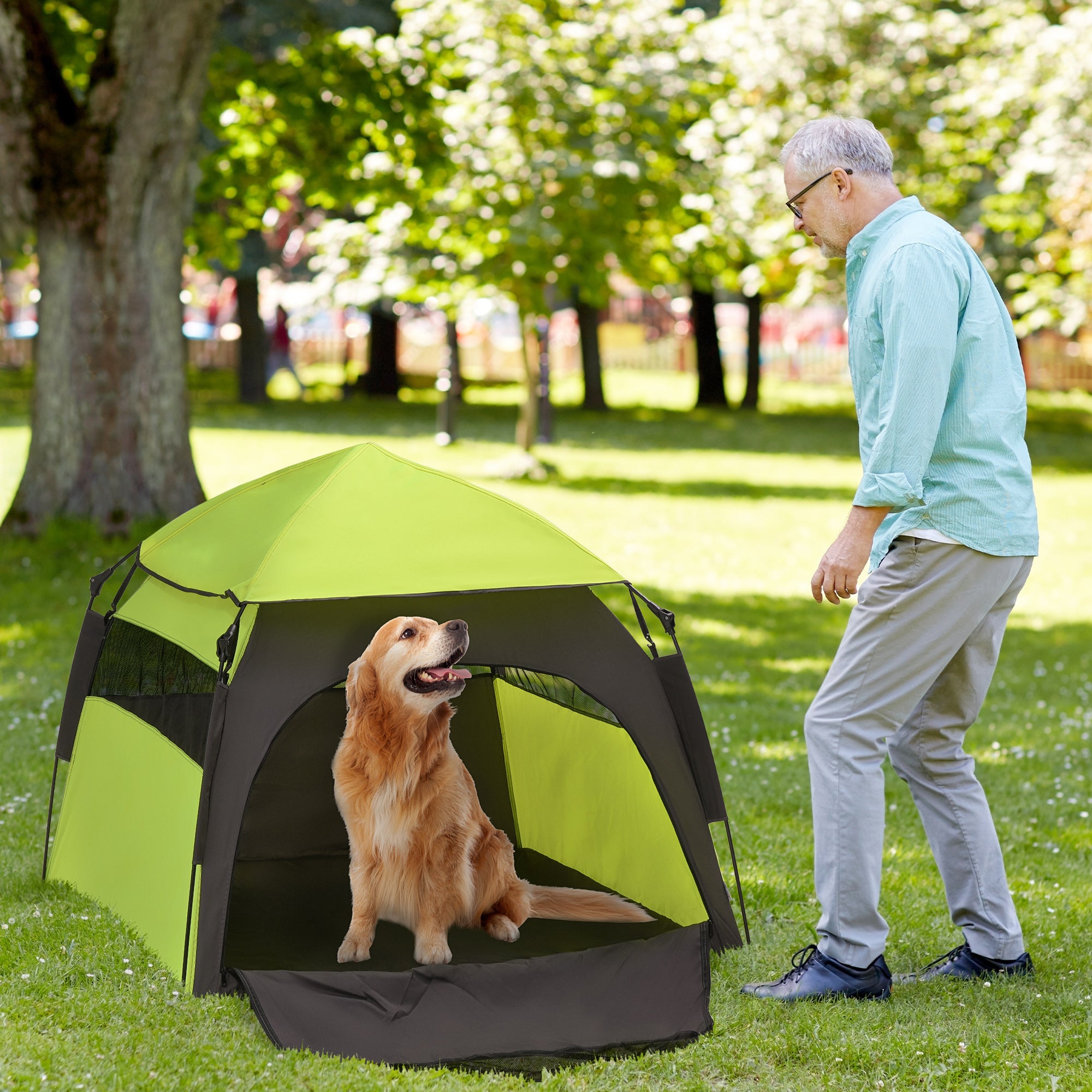 Foldable Dog Cat Tent with Waterproof Oxford, Carry Bag for Extra Large Dog, Green