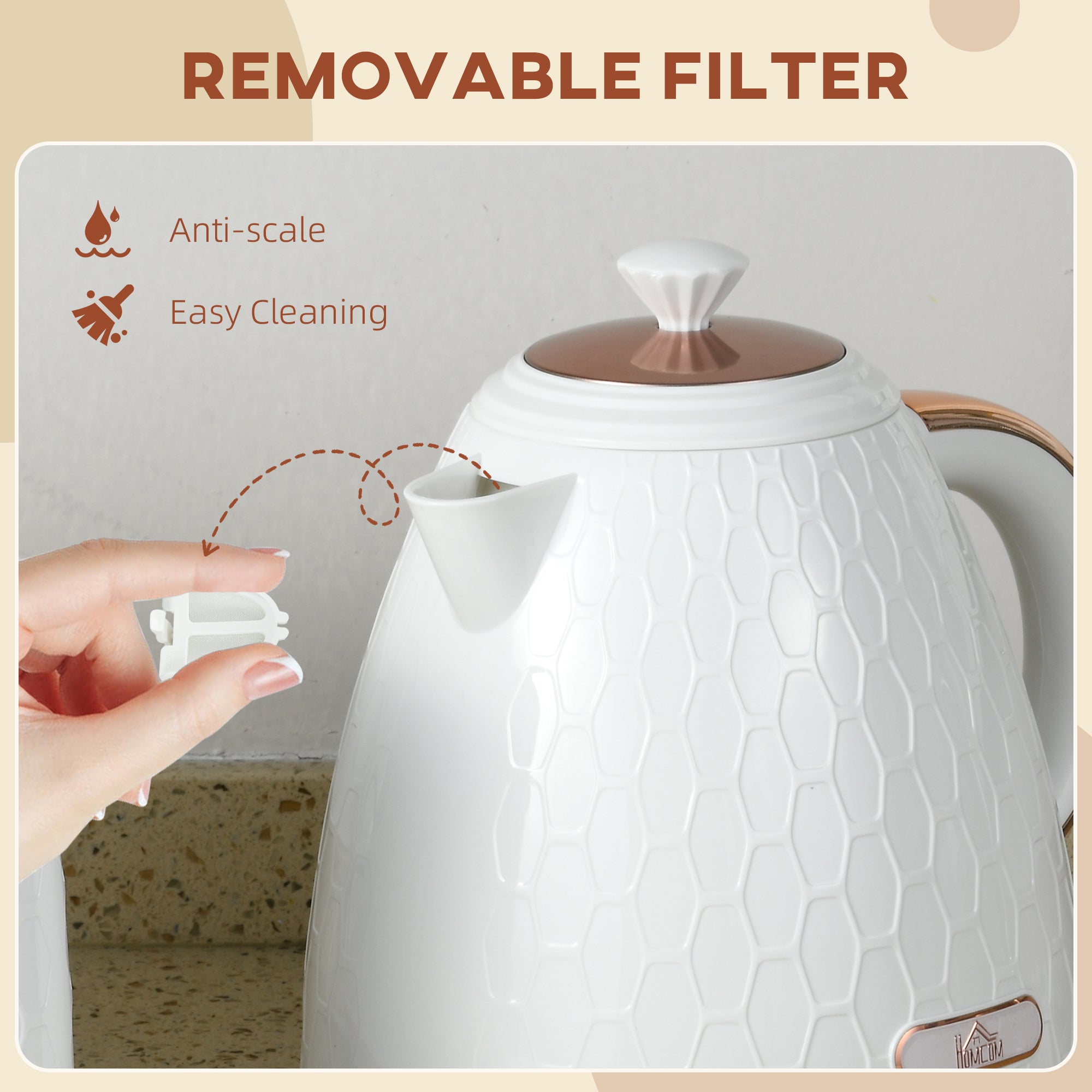 3kW Rapid Boil Honeycomb Kettle - Cream