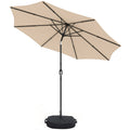 2.7 m Garden Parasol Umbrella with Cross Base and Sandbag, Retractable Ribs, Outdoor Table Market Umbrella, Khaki
