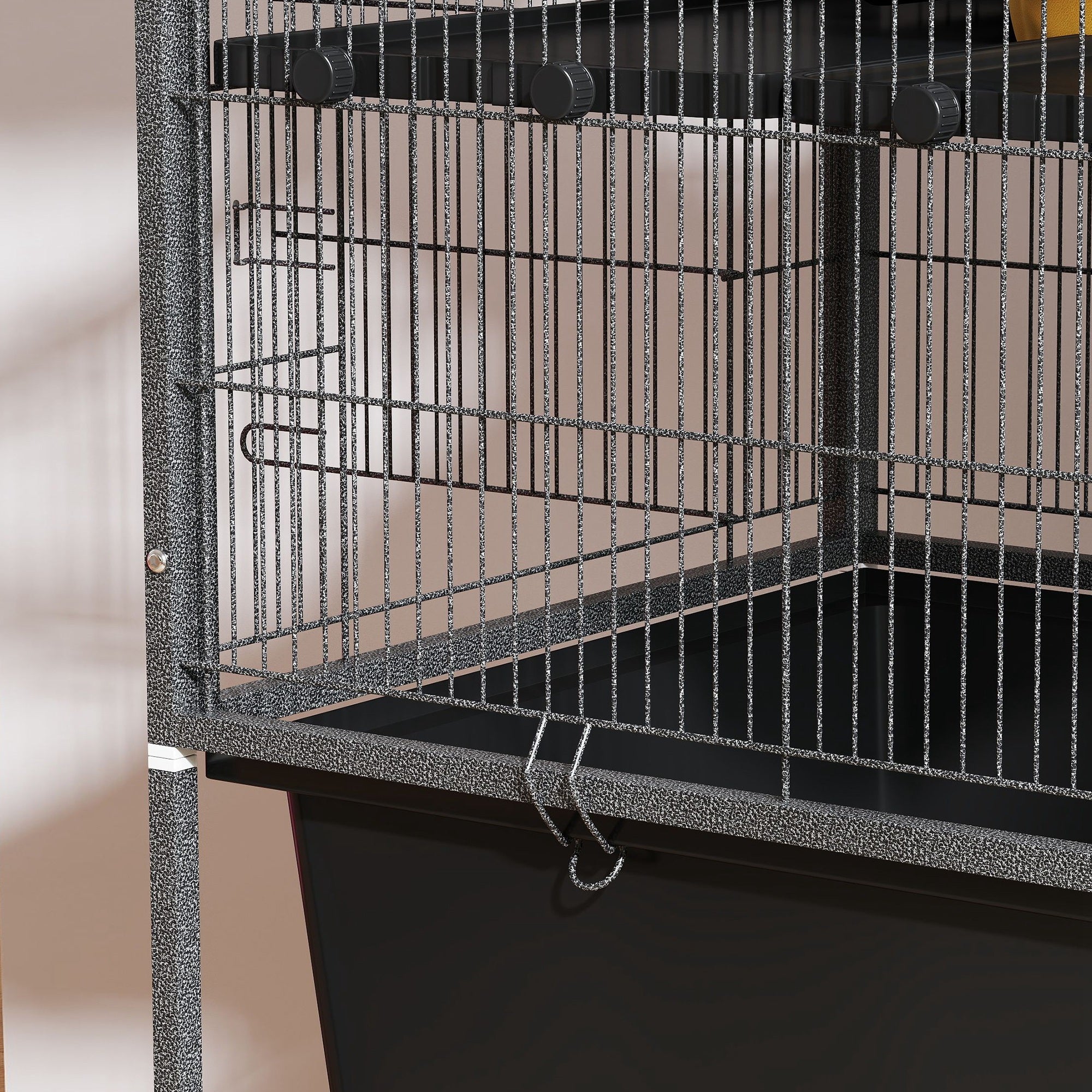 5-Level Rolling Small Animal Cage with Non-Slip Ramps & Slide-Out Tray - Dark Grey