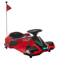 12V Kids Electric Go Kart with Drift, Music & LED Lights - Red