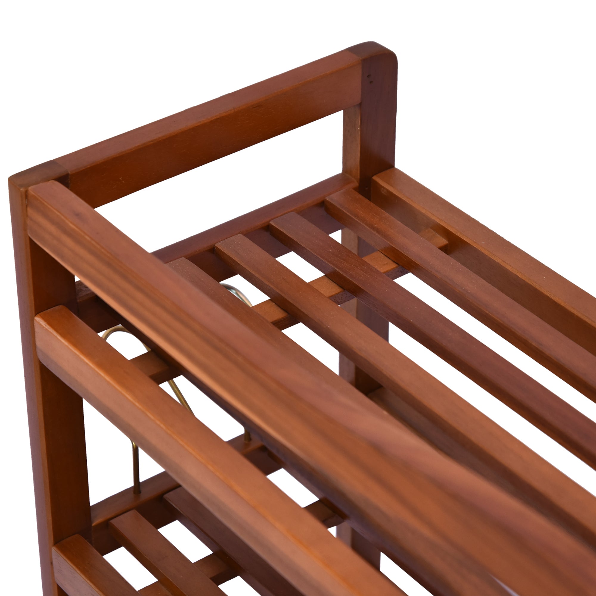 5-Tier Shoe Rack, Acacia Wooden Shoe Storage Organiser with Hangers, Holds up to 24 Pairs, for Entryway, Living Room, 84 x 26 x 82 cm, Teak