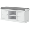 Multi-Compartment Shoe Storage Bench with Padded Cushion - White/Grey