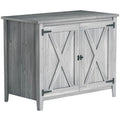 Wooden Garden Shed, Outdoor Fir Wood Storage Shed with Shelf and Double Doors, Light Grey