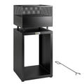 Outdoor Fire Pit with Wood Storage Wood Burning Firepit with Mesh Sides 87 cm Black